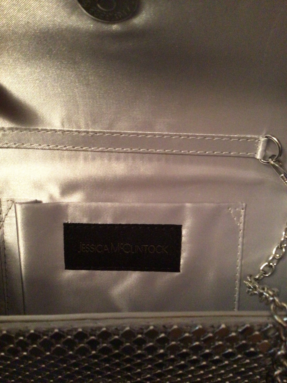 NWT Jessica McClintock Silver Cassie Evening Clutch - Picture 5 of 7